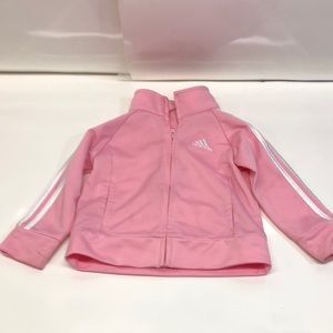 Adidas Girls Pink Track Jacket Size 18 Months Full Zip Pockets